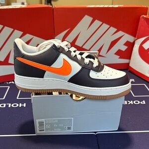 Nike Air Force 1 Low — Black, White & Orange Swoosh